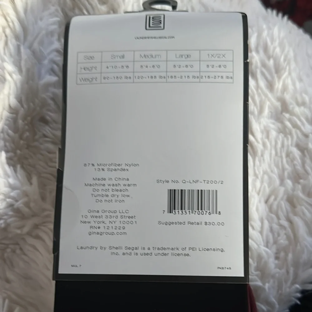 NWT Laundry by Shelli Segal - 2 Pairs of Tights Size L